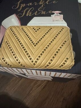 Gold Quilted Stud Accent Women's Clutch